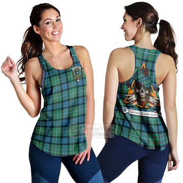 Tartan Vibes Clothing Ferguson (Fergusson) Tartan Women's Racerback Tanks with Family Crest and Bearded Skull Holding Bottles of Whiskey