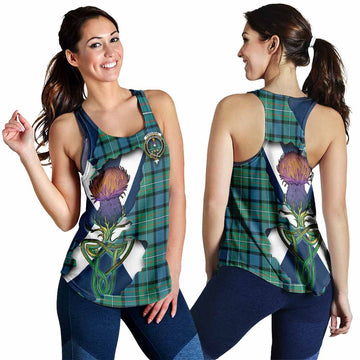 Tartan Vibes Clothing Ferguson (Fergusson) Tartan Family Crest Women's Racerback Tanks Scottish Thistle Celtic Inspired