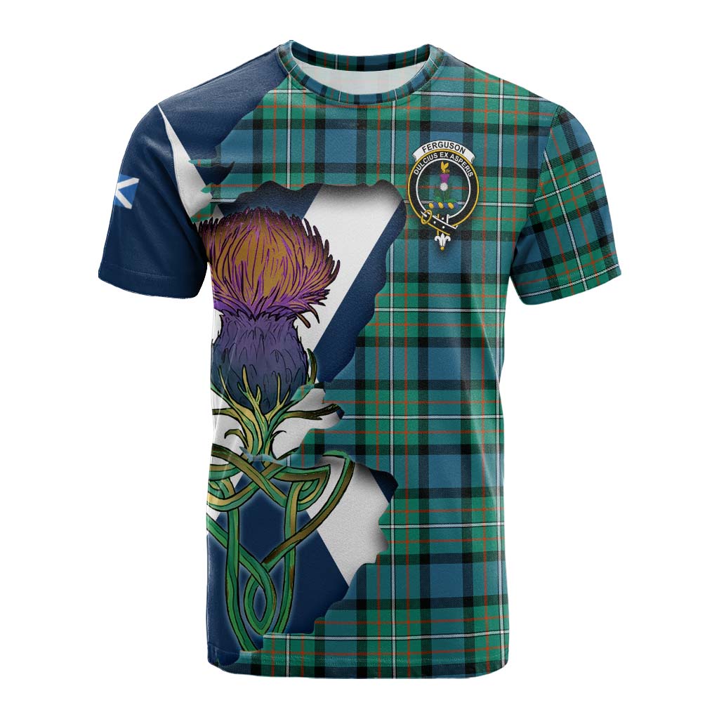 Tartan Vibes Clothing Ferguson (Fergusson) Tartan Family Crest Cotton T-shirt Scottish Thistle Celtic Inspired