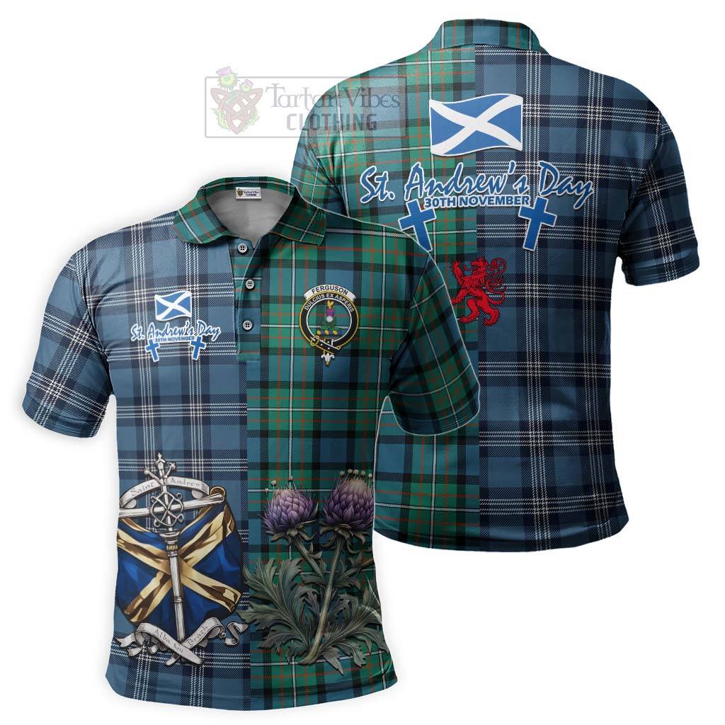 Tartan Vibes Clothing Ferguson (Fergusson) Tartan Polo Shirt Happy St. Andrew's Day Half Tartan Style