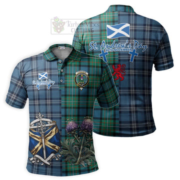 Tartan Vibes Clothing Ferguson (Fergusson) Tartan Polo Shirt Happy St. Andrew's Day Half Tartan Style