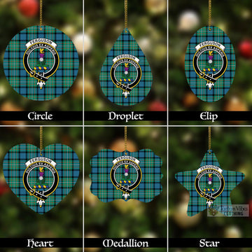 Tartan Vibes Clothing Ferguson (Fergusson) Tartan Christmas Aluminium Ornament with Family Crest
