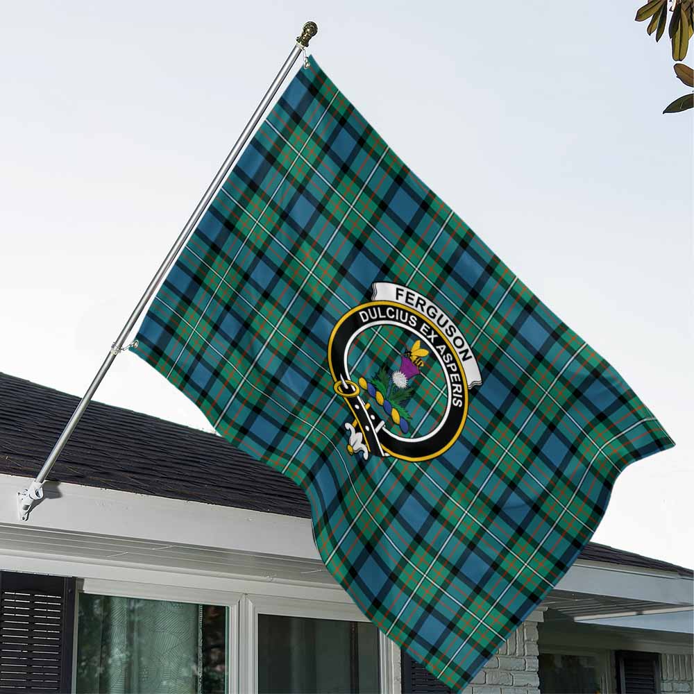 Tartan Vibes Clothing Ferguson (Fergusson) Tartan House Flag with Family Crest