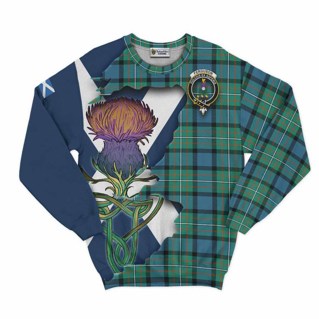 Tartan Vibes Clothing Ferguson (Fergusson) Tartan Family Crest Sweatshirt Scottish Thistle Celtic Inspired