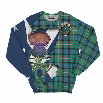 Tartan Vibes Clothing Ferguson (Fergusson) Tartan Family Crest Sweatshirt Scottish Thistle Celtic Inspired