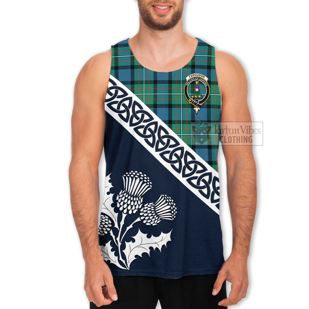 Tartan Vibes Clothing Ferguson (Fergusson) Tartan Men's Tank Top Featuring Thistle and Scotland Map