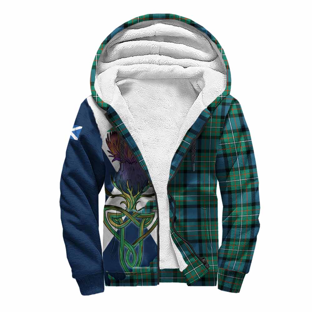 Tartan Vibes Clothing Ferguson (Fergusson) Tartan Family Crest Sherpa Hoodie Scottish Thistle Celtic Inspired