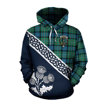 Ferguson (Fergusson) Tartan Cotton Hoodie Featuring Thistle and Scotland Map
