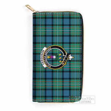 Ferguson (Fergusson) Tartan Women's Leather Wallet with Family Crest