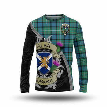 Tartan Vibes Clothing Ferguson (Fergusson) Tartan Family Crest Long Sleeve T-Shirt Lion Rampant Royal Thistle Shield Celtic Inspired