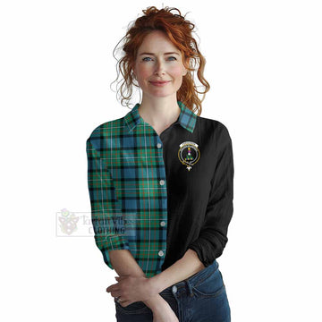 Tartan Vibes Clothing Ferguson (Fergusson) Tartan Women's Casual Shirt with Family Crest and Half Of Me Style