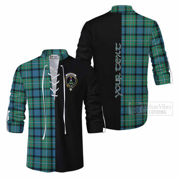 Tartan Vibes Clothing Ferguson (Fergusson) Tartan Ghillie Kilt Shirt with Family Crest and Half Of Me Style