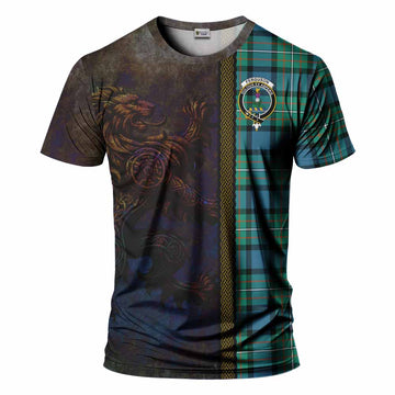 Tartan Vibes Clothing Ferguson (Fergusson) Tartan Family Crest T-Shirt Alba Gu Brath Be Brave Lion Ancient Style