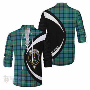 Tartan Vibes Clothing Ferguson (Fergusson) Tartan Ghillie Kilt Shirt with Family Crest Circle Style