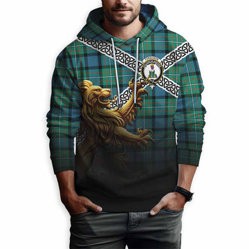 Ferguson (Fergusson) Crest Tartan Hoodie with Golden Lion Emblem Celtic Style