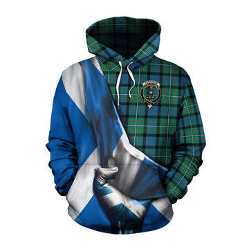 Tartan Vibes Clothing Ferguson (Fergusson) Tartan Cotton Hoodie with Family Crest Scotland Patriotic Style