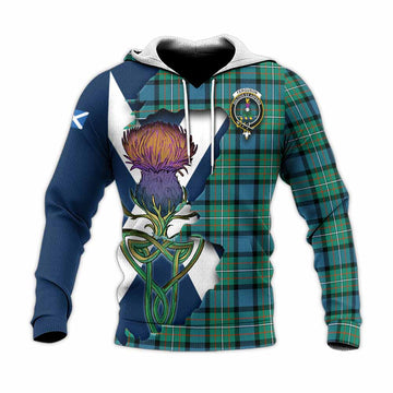 Ferguson (Fergusson) Tartan Family Crest Knitted Hoodie Scottish Thistle Celtic Inspired
