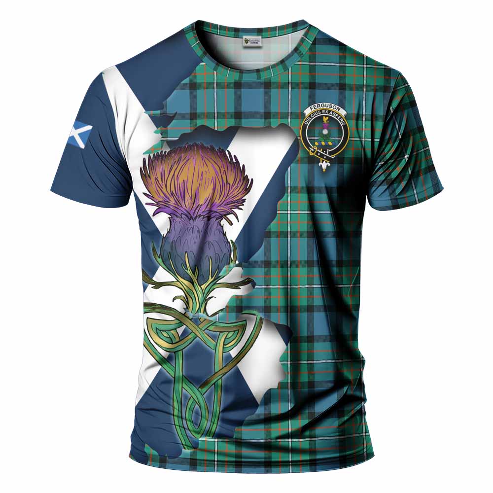 Tartan Vibes Clothing Ferguson (Fergusson) Tartan Family Crest T-Shirt Scottish Thistle Celtic Inspired
