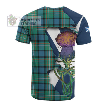 Ferguson (Fergusson) Tartan Family Crest Cotton T-shirt Scottish Thistle Celtic Inspired