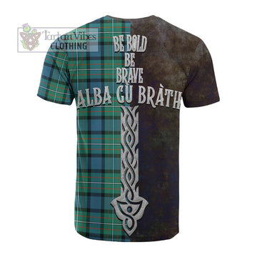 Ferguson (Fergusson) Tartan Family Crest Cotton T-shirt Alba Gu Brath Be Brave Lion Ancient Style
