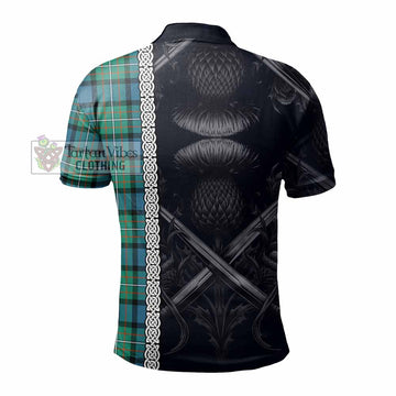 Ferguson (Fergusson) Tartan Polo Shirt with Family Crest Cross Sword Thistle Celtic Vibes