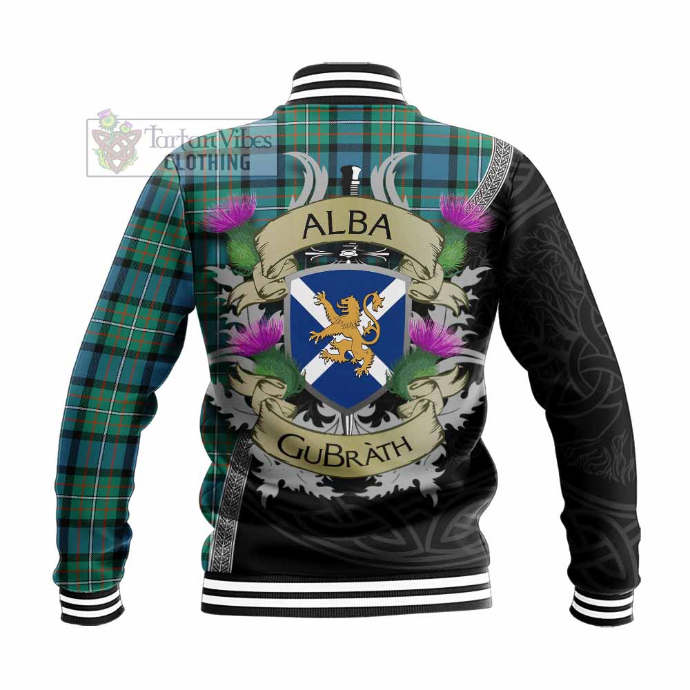 Tartan Vibes Clothing Ferguson (Fergusson) Tartan Family Crest Baseball Jacket Lion Rampant Royal Thistle Shield Celtic Inspired