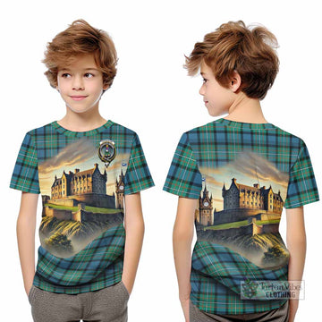 Ferguson (Fergusson) Tartan Family Crest Kid T-Shirt with Scottish Ancient Castle Style