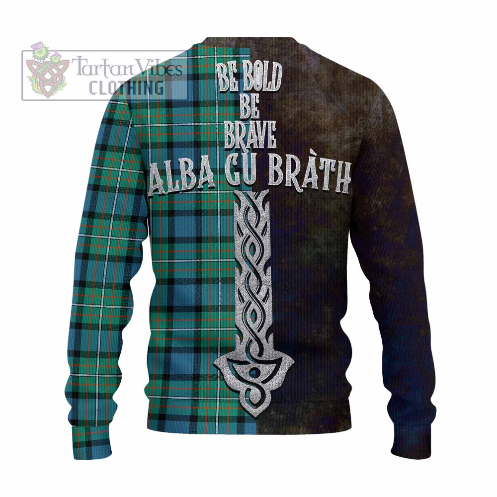 Tartan Vibes Clothing Ferguson (Fergusson) Tartan Family Crest Knitted Sweater Alba Gu Brath Be Brave Lion Ancient Style