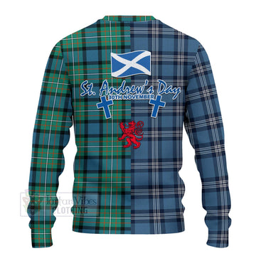 Tartan Vibes Clothing Ferguson (Fergusson) Tartan Knitted Sweater Happy St. Andrew's Day Half Tartan Style