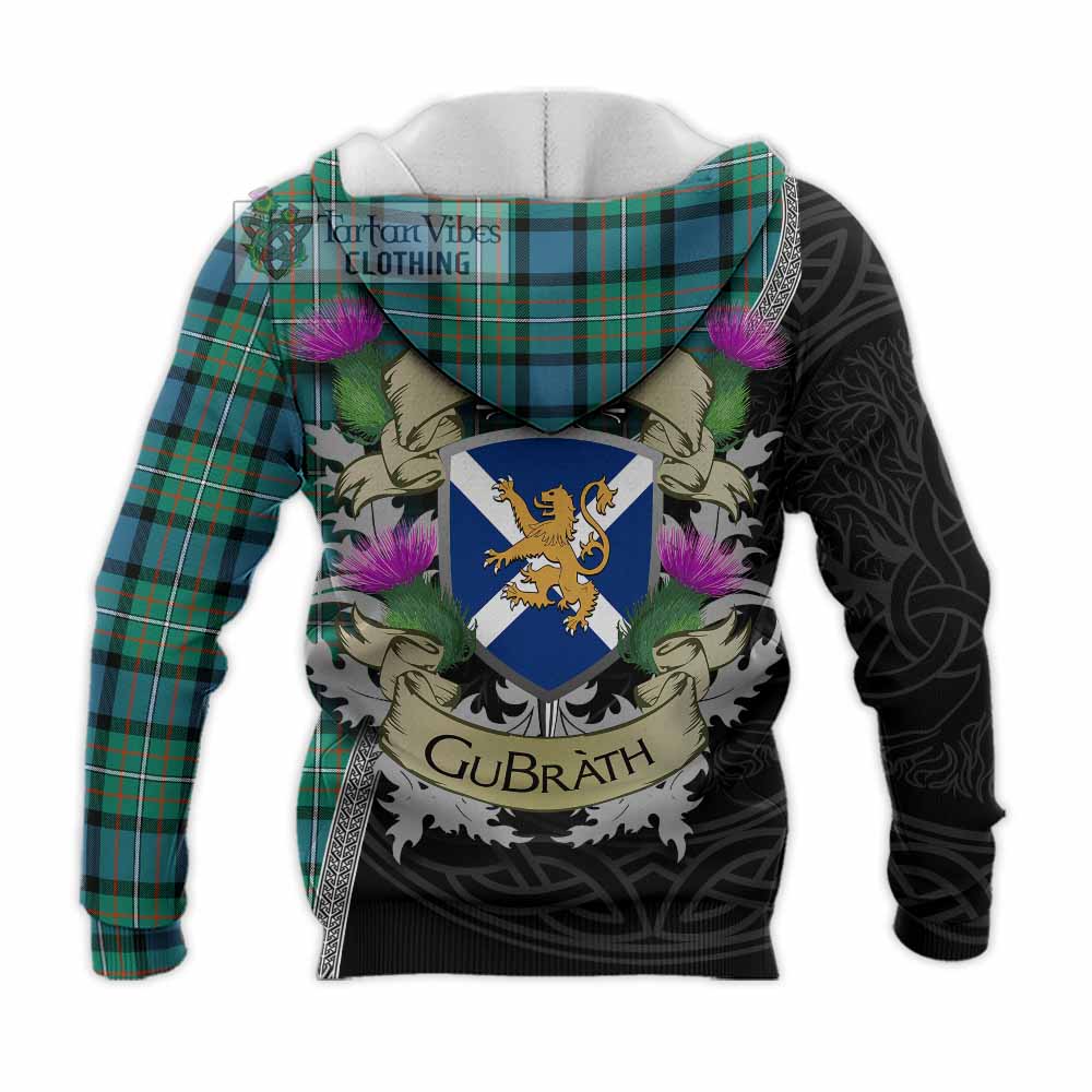 Tartan Vibes Clothing Ferguson (Fergusson) Tartan Family Crest Knitted Hoodie Lion Rampant Royal Thistle Shield Celtic Inspired
