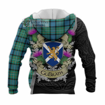 Ferguson (Fergusson) Tartan Family Crest Knitted Hoodie Lion Rampant Royal Thistle Shield Celtic Inspired