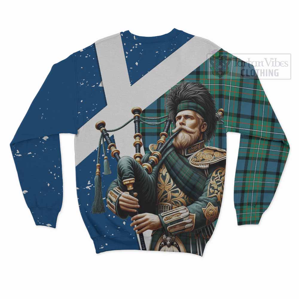 Tartan Vibes Clothing Ferguson (Fergusson) Tartan Sweatshirt with Family Crest Scottish Bagpiper Vibes