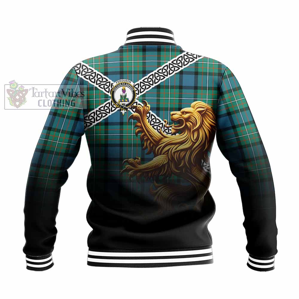 Ferguson (Fergusson) Crest Tartan Baseball Jacket with Golden Lion Emblem Celtic Style - Tartan Vibes Clothing