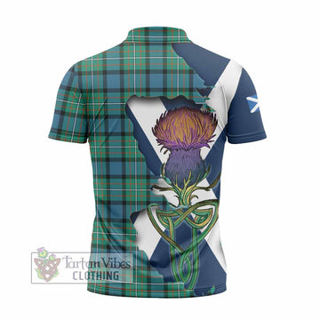 Tartan Vibes Clothing Ferguson (Fergusson) Tartan Family Crest Zipper Polo Shirt Scottish Thistle Celtic Inspired