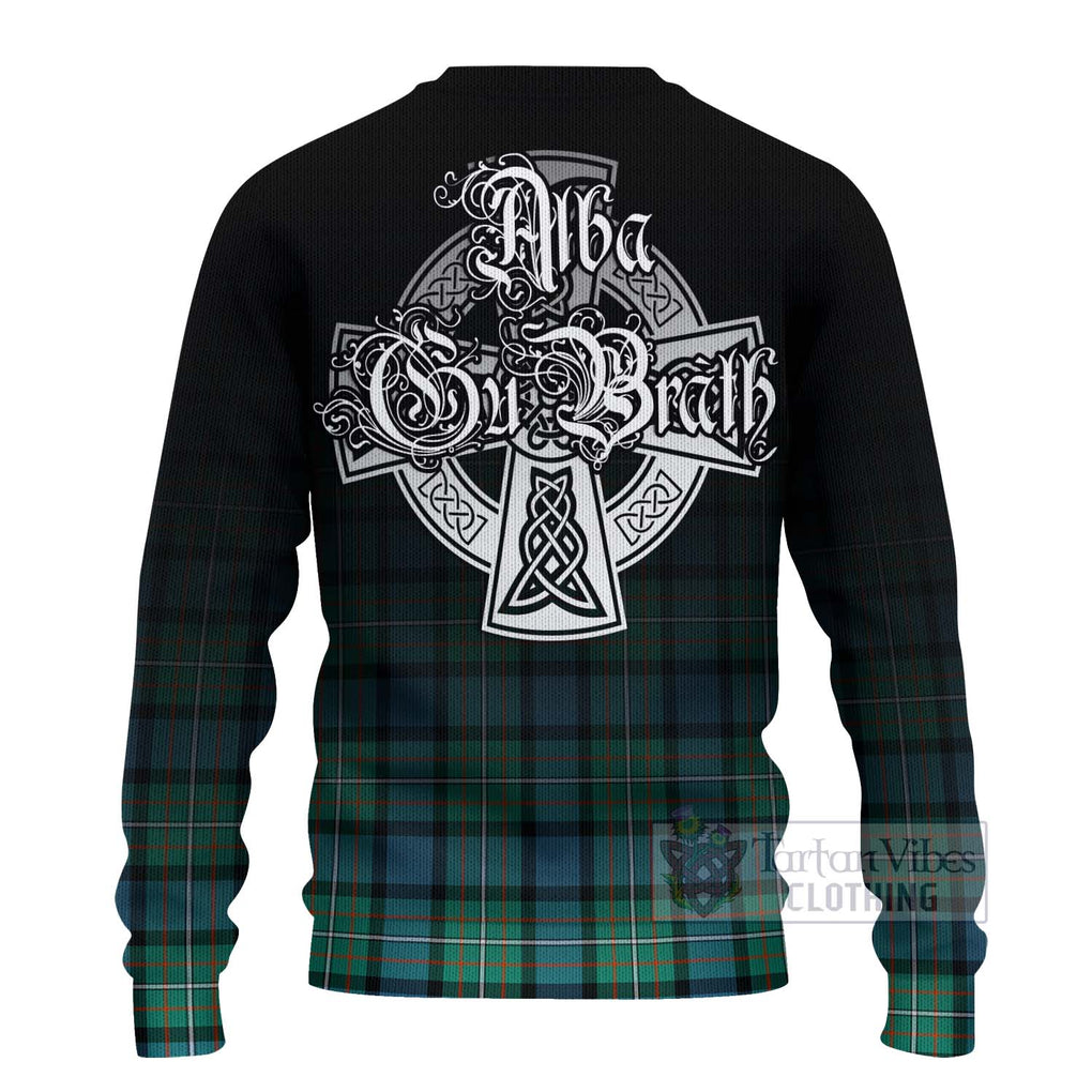 Tartan Vibes Clothing Ferguson (Fergusson) Tartan Knitted Sweater Featuring Alba Gu Brath Family Crest Celtic Inspired