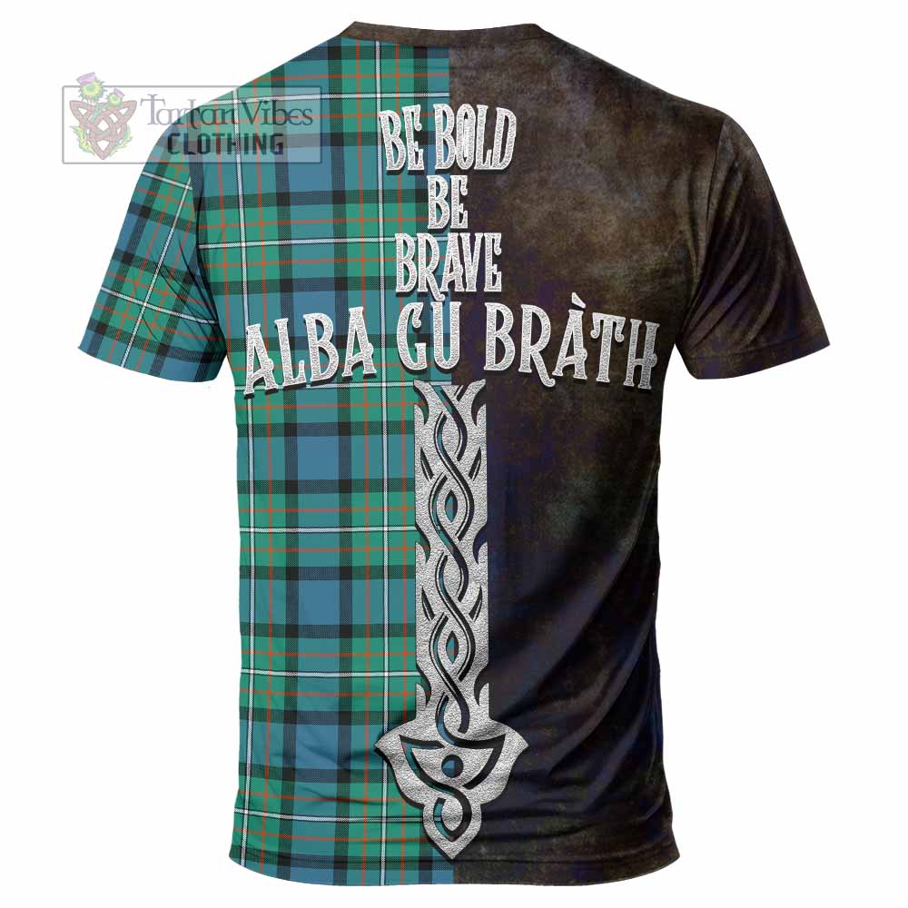 Tartan Vibes Clothing Ferguson (Fergusson) Tartan Family Crest T-Shirt Alba Gu Brath Be Brave Lion Ancient Style