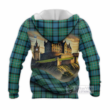 Ferguson (Fergusson) Tartan Family Crest Knitted Hoodie with Scottish Ancient Castle Style
