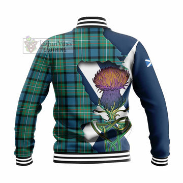 Tartan Vibes Clothing Ferguson (Fergusson) Tartan Family Crest Baseball Jacket Scottish Thistle Celtic Inspired