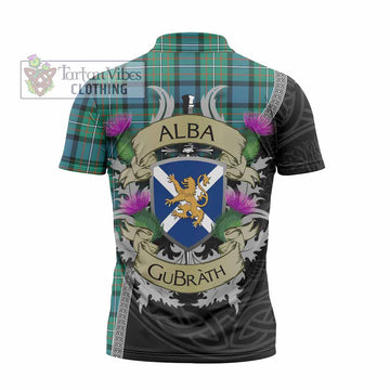 Tartan Vibes Clothing Ferguson (Fergusson) Tartan Family Crest Zipper Polo Shirt Lion Rampant Royal Thistle Shield Celtic Inspired