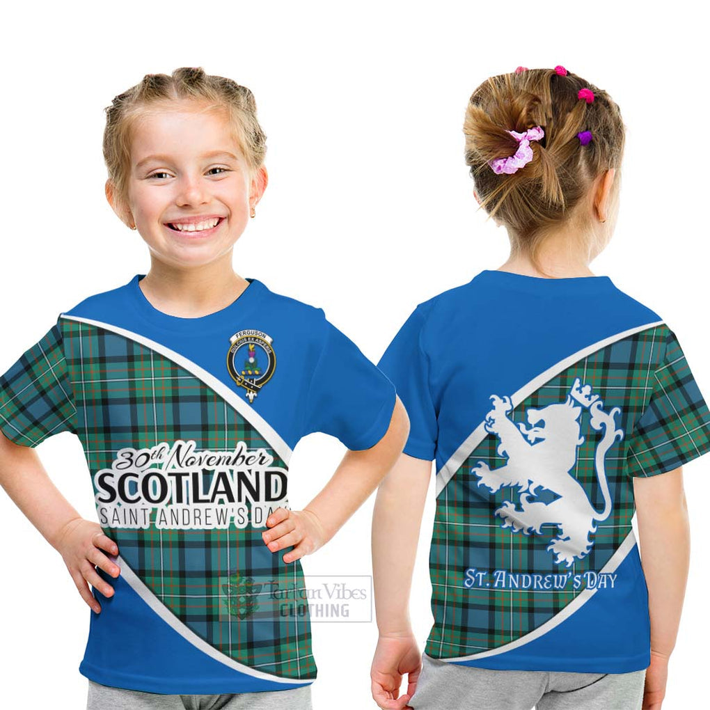 Tartan Vibes Clothing Ferguson (Fergusson) Family Crest Tartan Kid T-Shirt Celebrate Saint Andrew's Day in Style