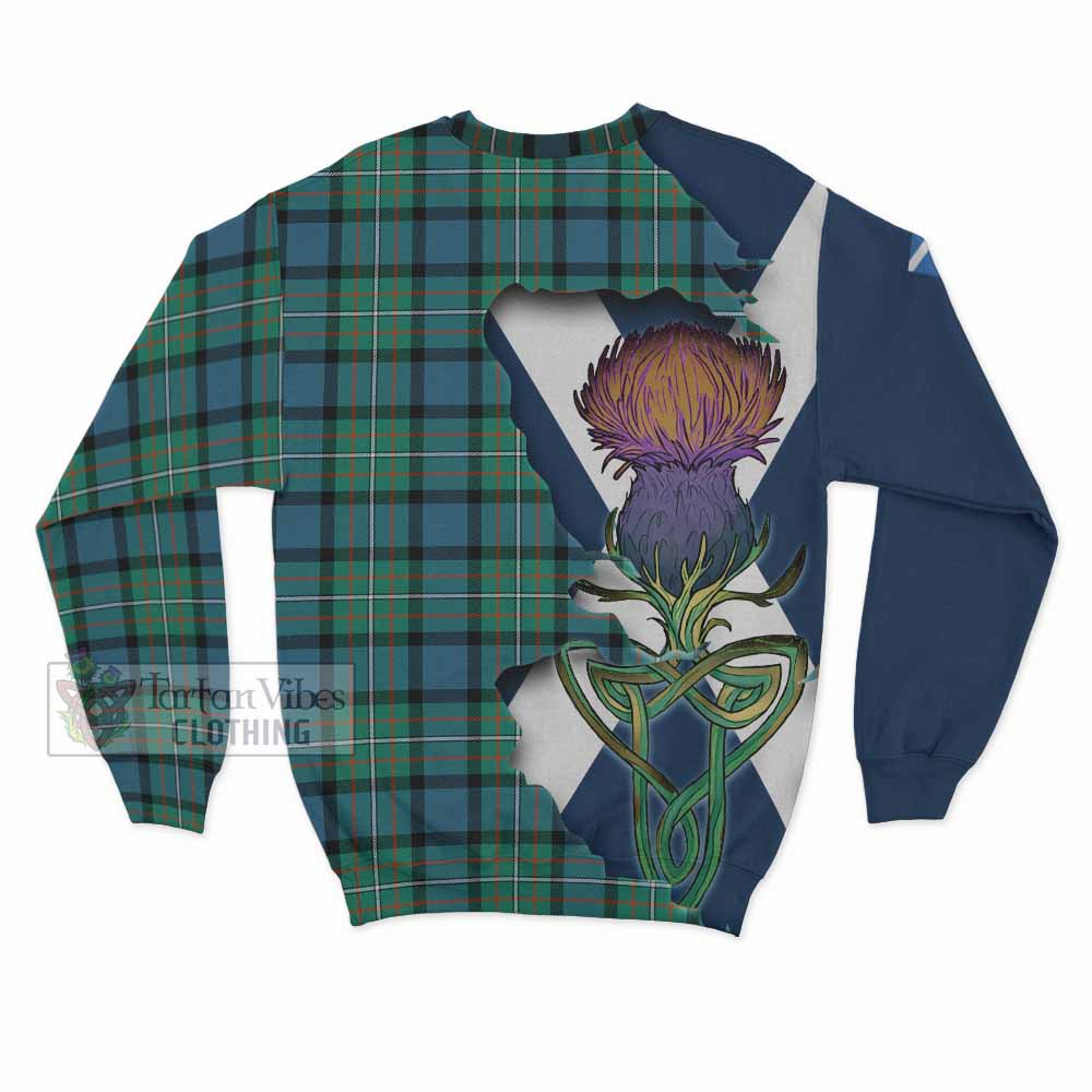 Tartan Vibes Clothing Ferguson (Fergusson) Tartan Family Crest Sweatshirt Scottish Thistle Celtic Inspired