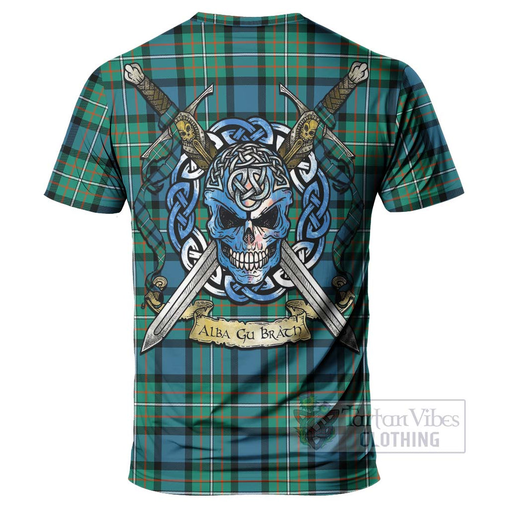 Tartan Vibes Clothing Ferguson (Fergusson) Tartan T-Shirt with Family Crest Celtic Skull Style