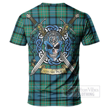Tartan Vibes Clothing Ferguson (Fergusson) Tartan T-Shirt with Family Crest Celtic Skull Style