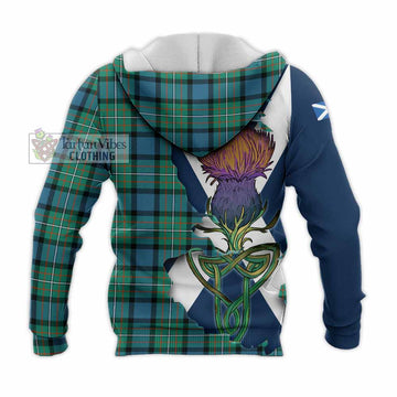 Ferguson (Fergusson) Tartan Family Crest Knitted Hoodie Scottish Thistle Celtic Inspired