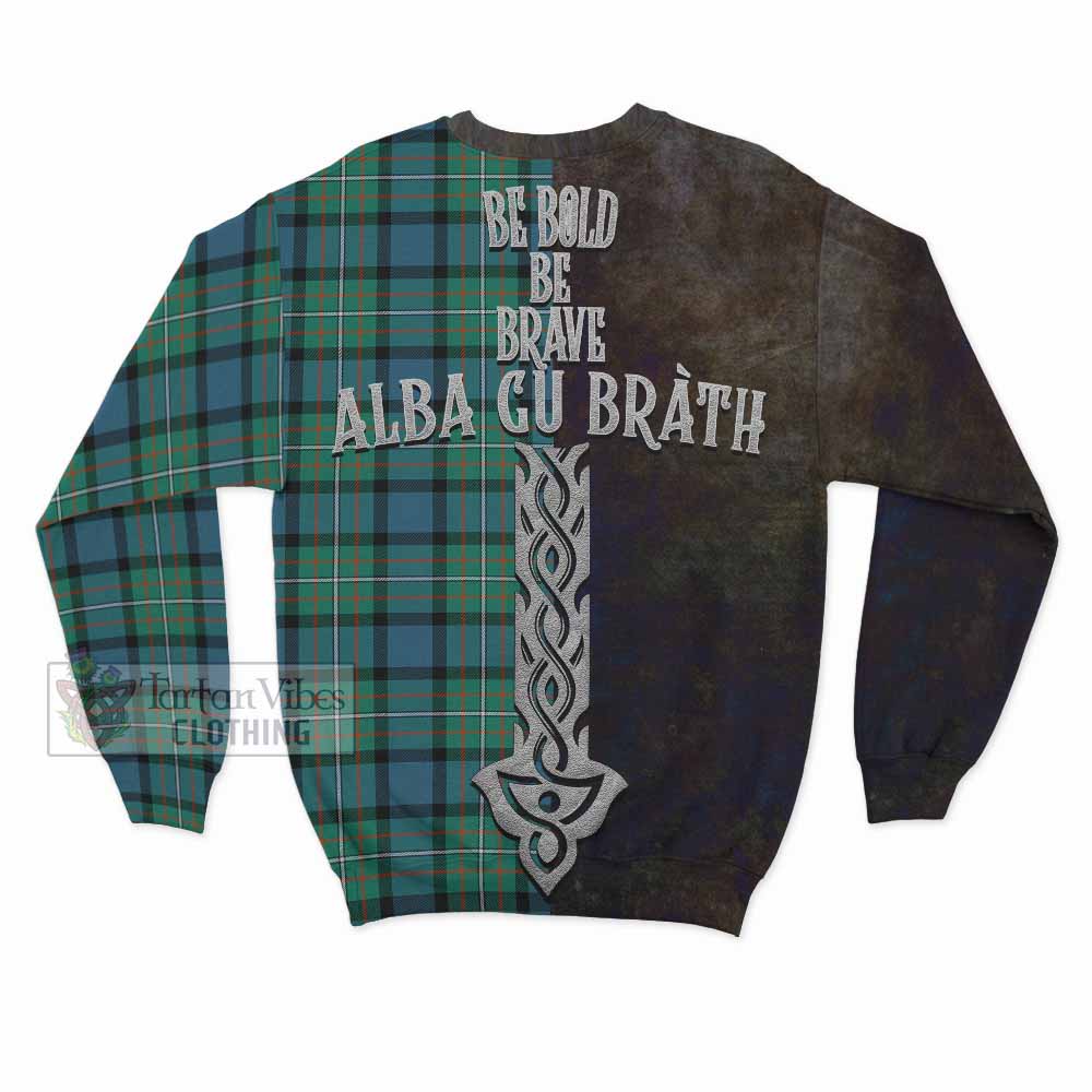 Tartan Vibes Clothing Ferguson (Fergusson) Tartan Family Crest Sweatshirt Alba Gu Brath Be Brave Lion Ancient Style