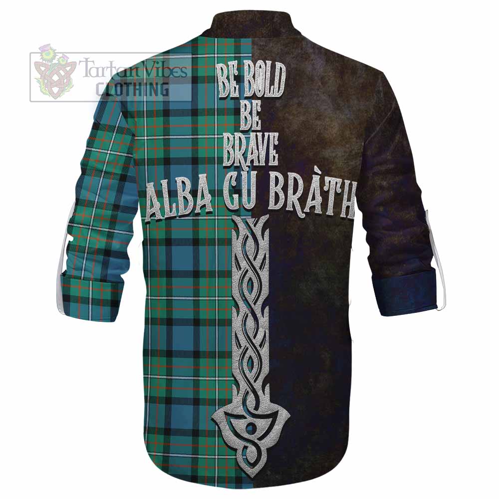 Tartan Vibes Clothing Ferguson (Fergusson) Tartan Family Crest Ghillie Kilt Shirt Alba Gu Brath Be Brave Lion Ancient Style