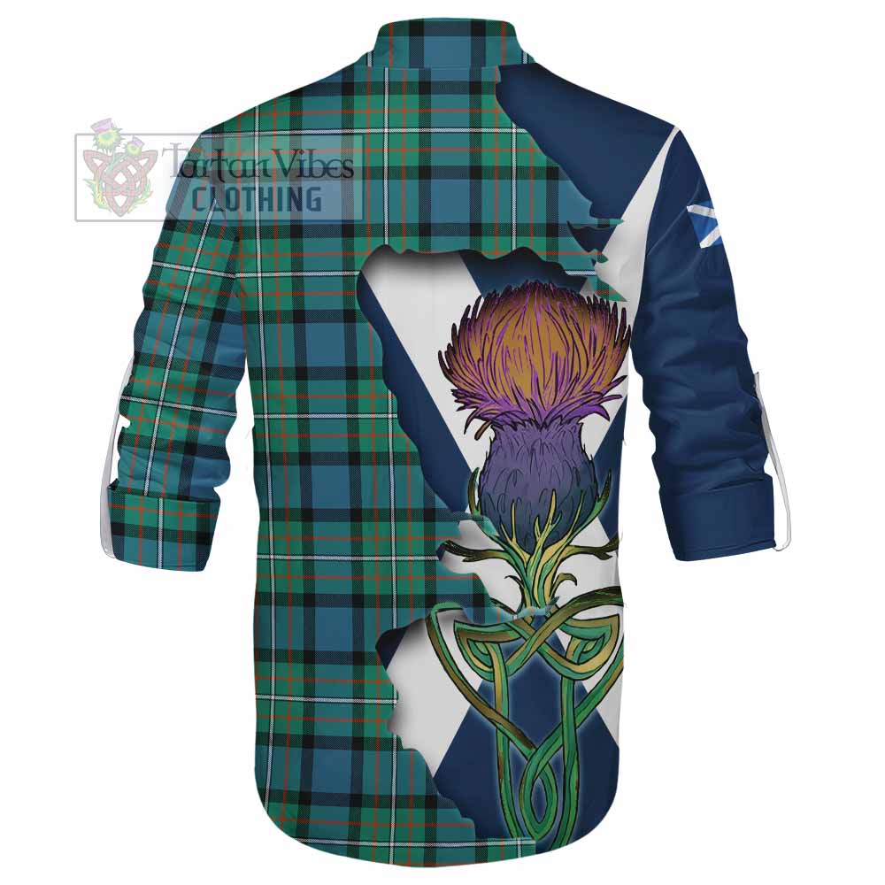 Tartan Vibes Clothing Ferguson (Fergusson) Tartan Family Crest Ghillie Kilt Shirt Scottish Thistle Celtic Inspired