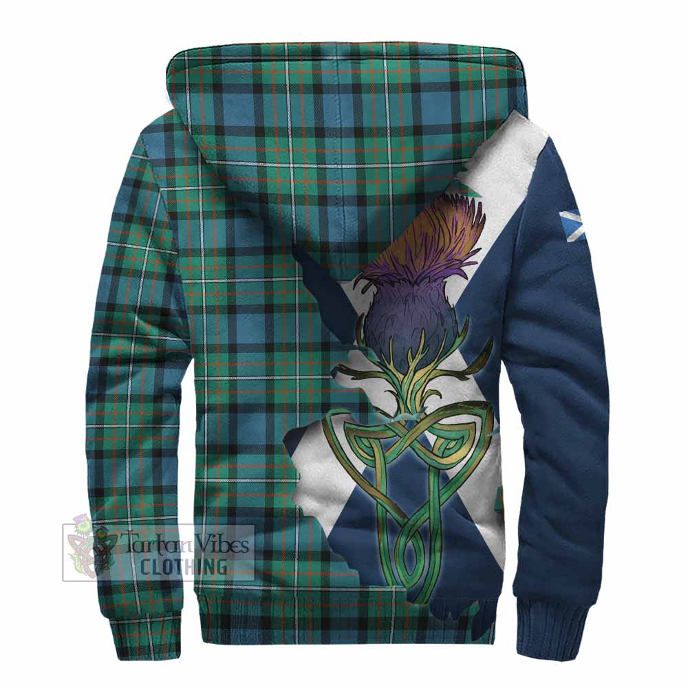 Tartan Vibes Clothing Ferguson (Fergusson) Tartan Family Crest Sherpa Hoodie Scottish Thistle Celtic Inspired