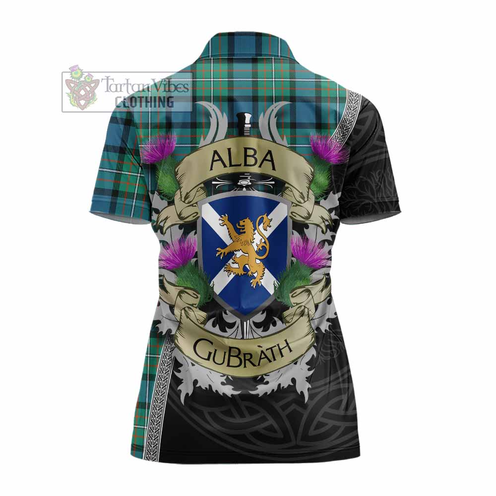 Tartan Vibes Clothing Ferguson (Fergusson) Tartan Family Crest Women's Polo Shirt Lion Rampant Royal Thistle Shield Celtic Inspired