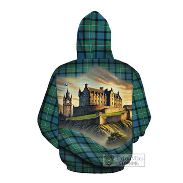 Tartan Vibes Clothing Ferguson (Fergusson) Tartan Family Crest Cotton Hoodie with Scottish Ancient Castle Style